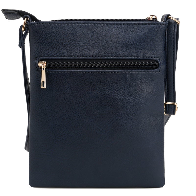 DELUXITY | Crossbody Purse Bag | Functional Multi Pocket Double Zipper Purse | Adjustable Strap | Medium Size Purse | Navy - Image 2